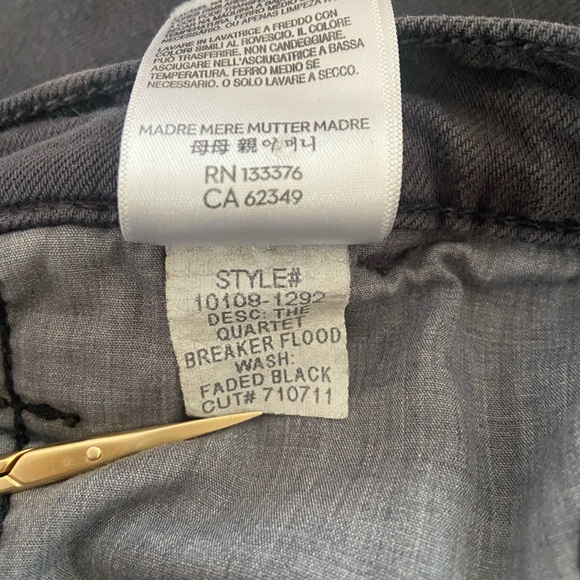 Mother Quartet Breaker Flood Denim Pants Sz 28 Wide Leg Cropped Faded Black - Picture 9 of 10